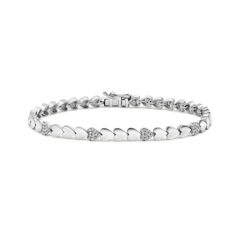 Pave Heart Tennis Bracelet